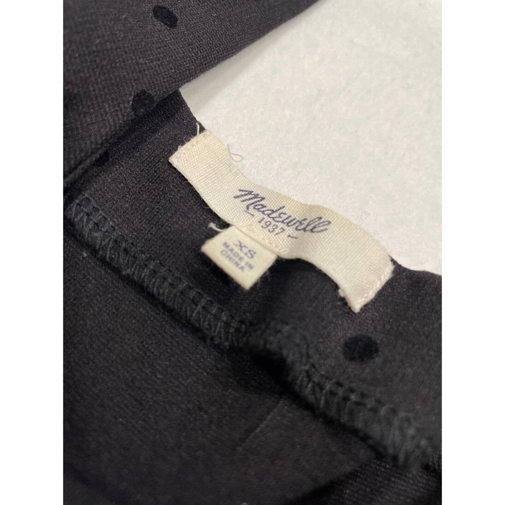 Madewell Size XS Womens Black Velvet Swiss Polka Dot Dress Scoop Neck Sleeveless - Picture 4 of 9
